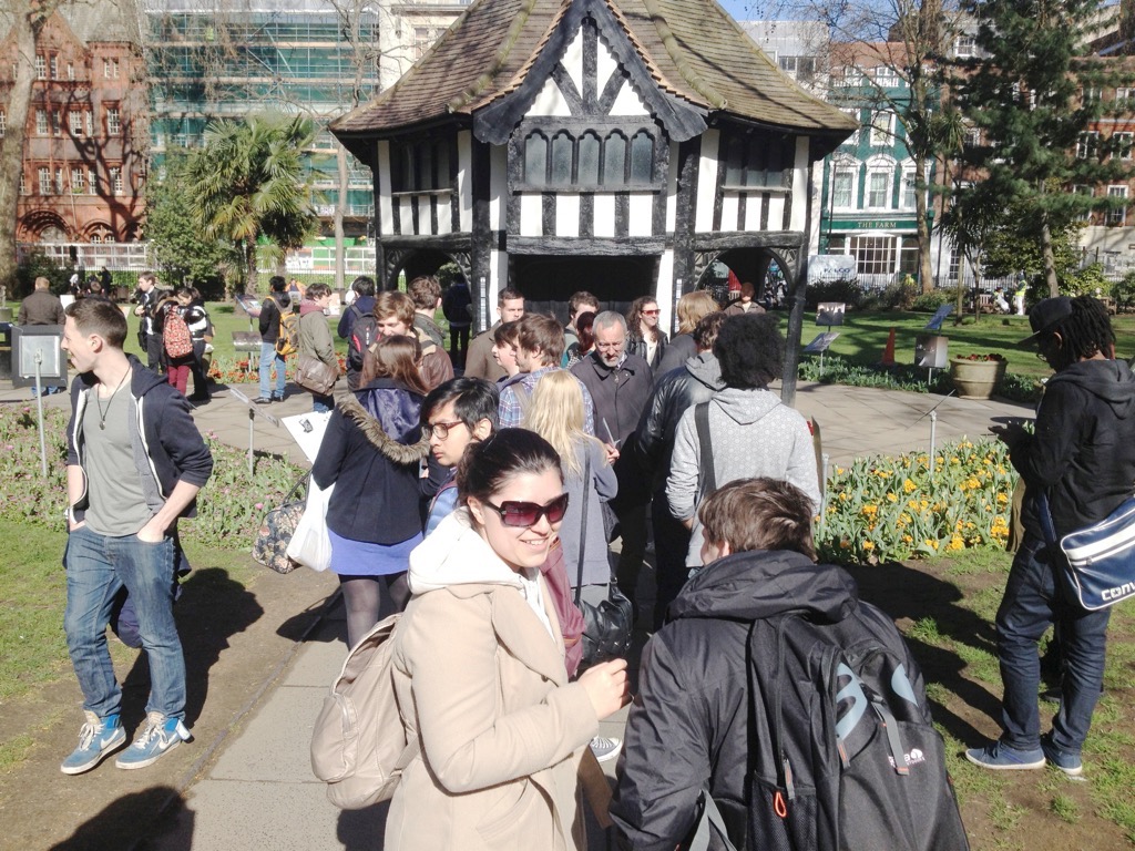  In Soho square waiting for our first studio tour .. 