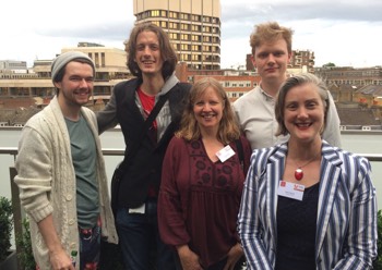  Careers advisor Eimer Bourke & Snr Lecturer Penny Holton with  @TeessideUni alumni @expotees London 