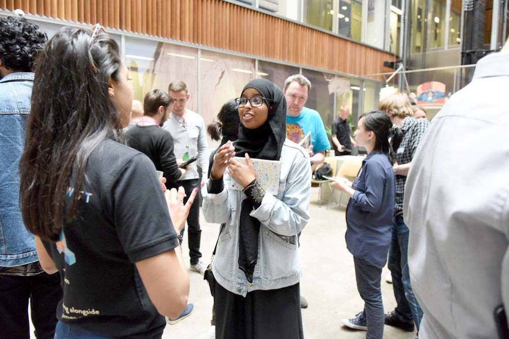  @TeessideUni BA Concept Art student Suleeko Abdi talking to @AardvarkSwift  