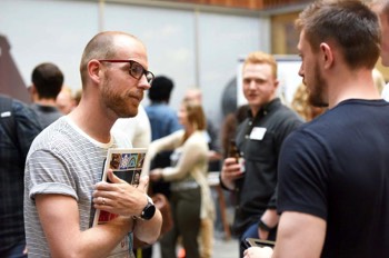   @dnegtv VFX Production Manager Henry Bull talking to BA Character Animation student Karl Bernhardt  