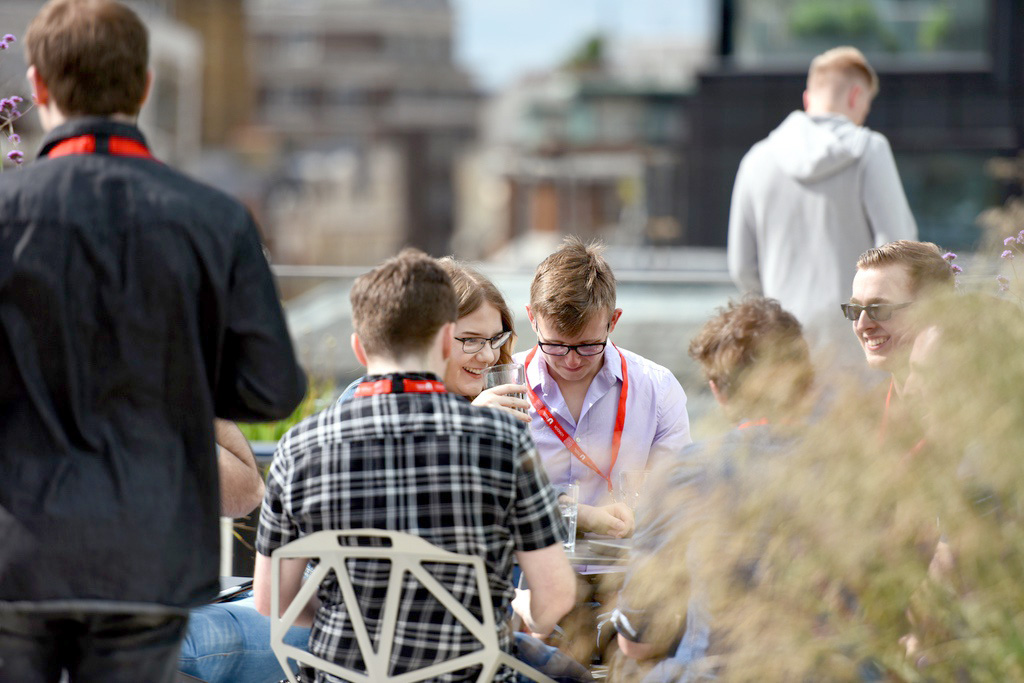  BA Computer Games Art students Richard Lane and Lewis Court on the @Framestore 5th floor balcony 