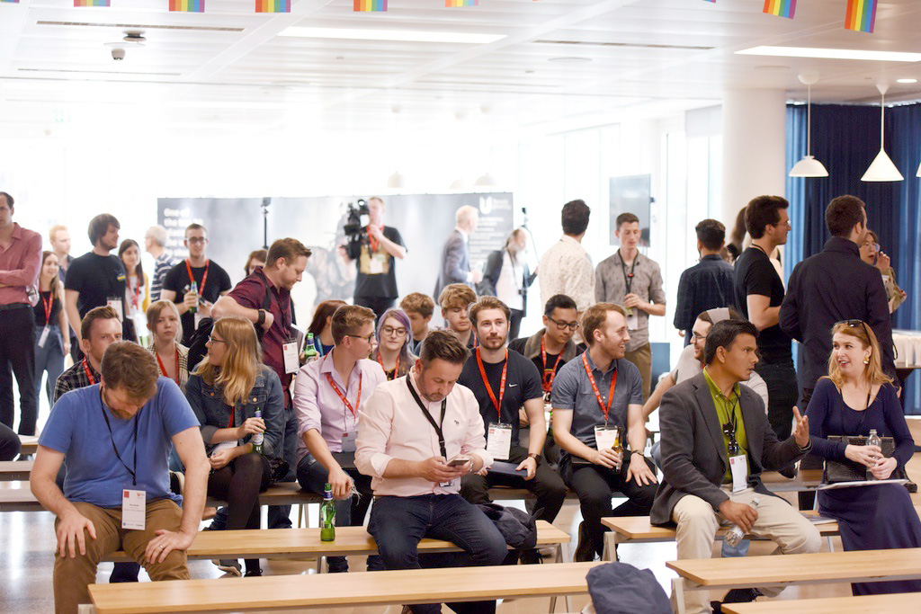  Students, alumni and guests representing the good & the great in animation, vfx, games and immersive media waiting for Justin Greetham to open proceedings 
