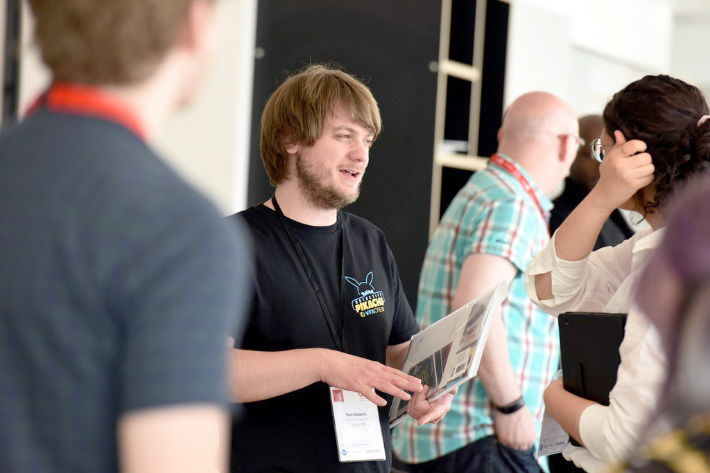  Creature Effects/Pipeline Technical Director Paul Roberts talking to BA Character Animation student Yasmin Madan  