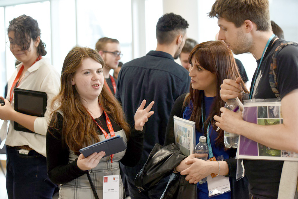  Amy Jones sharing her portfolio with Animation Director Dan Cripps & Lead Compositor Elena Fiorin 