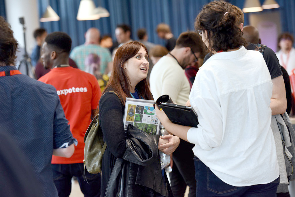  BA Character Animation student Yasmin Madan sharing her portfolio with Lead Compositor Elena Fiorin 