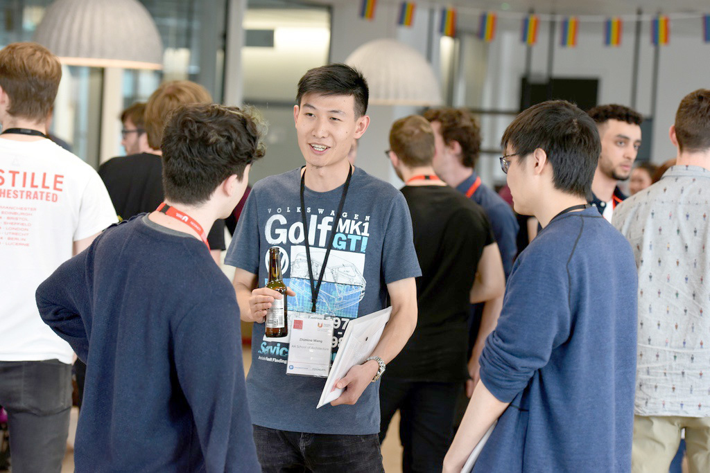  BA Computer Games Animator Lukas Lenniger sharing ideas with @aaschool representative Chenyun Tong 