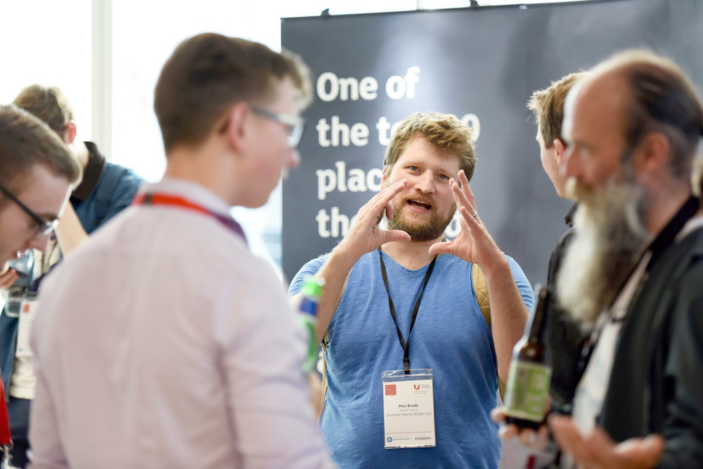  Dominic Harris Art Studio talking with MComp Games Development student Christian Maund 