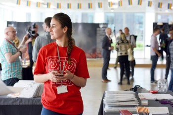   BA Character Animation student & @expotees volunteer Andreea Rosu taking in the view from the 5th floor 